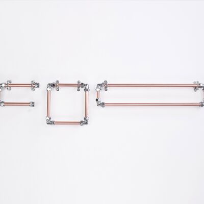 Industrial Copper and Chrome Bathroom Set - Towel Rail - Natural Copper