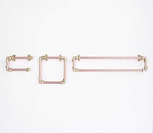 Industrial Copper and Brass Bathroom Set - Full Set - Satin Lacquered