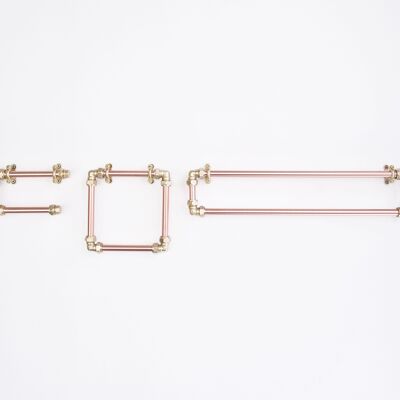 Industrial Copper and Brass Bathroom Set - Towel Rail - Satin Lacquered