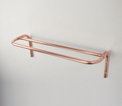 Copper Twin Rail Towel Rack - Satin Lacquered