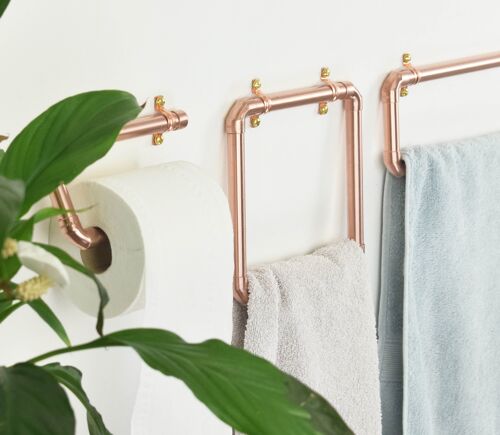 Copper Bathroom Set - Toilet Paper Holder - Natural Copper