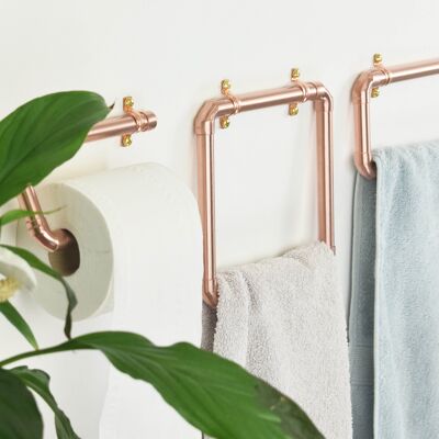 Copper Bathroom Set - Toilet Paper Holder - Natural Copper