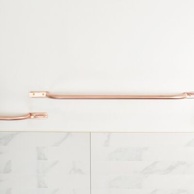 Curved Copper Bathroom Set - Towel Rail - Natural Copper