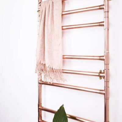 Escalera para toallas de cobre con calefacción - Pequeña (75 cm) - Cobre natural