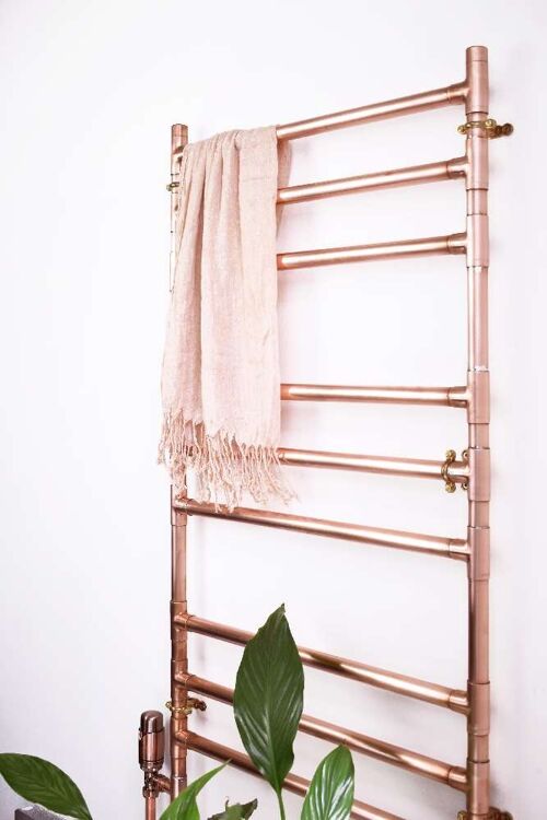 Heated Copper Towel Ladder - Medium (100cm) - Natural Copper