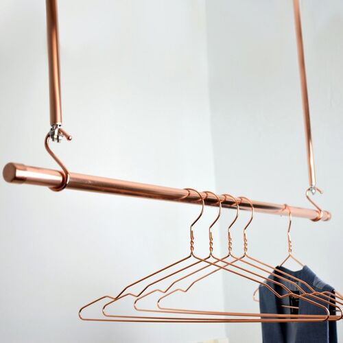 Hanging Copper Clothes Rail - Small: 50cm - Natural Copper