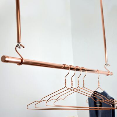 Hanging Copper Clothes Rail - Small: 50cm - Satin Lacquered