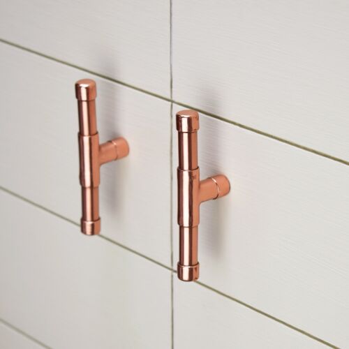 Solid Copper Knob (Mini) Extended T-shape - Satin Lacquered