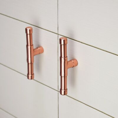 Solid Copper Knob (Mini) Extended T-shape - Satin Lacquered