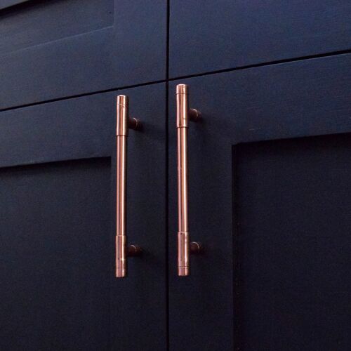 Solid Copper Handle T-shaped (Mini) - Natural Copper - 128mm Hole Centres