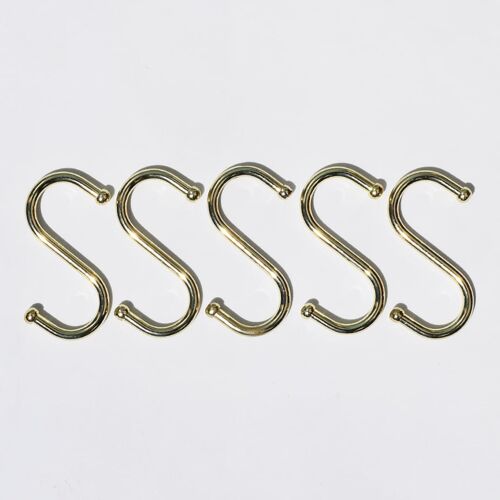 Brass S Hooks - Set of 5