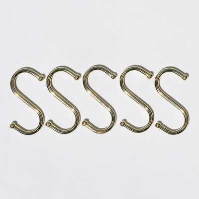 Brass S Hooks - Set of 5