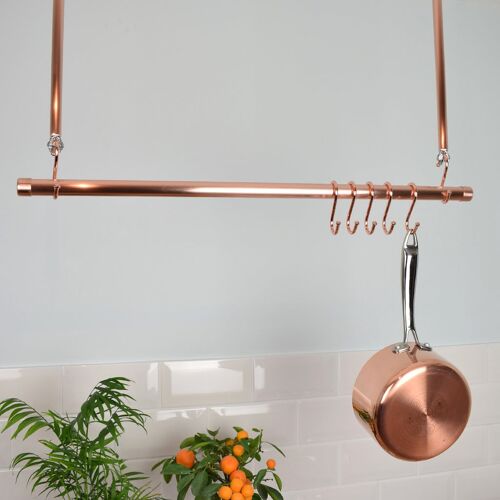Copper Hanging Pot and Pan Rail - Medium - Satin Lacquered