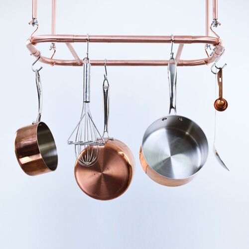 Curved Copper Ceiling Pot and Pan Rack - Natural Copper