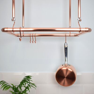 Copper Ceiling Pot and Pan Rack - Medium - Natural Copper