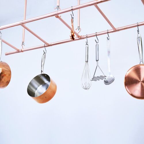 Copper Ceiling Pot and Pan Ladder Rack - Small - Satin Lacquered