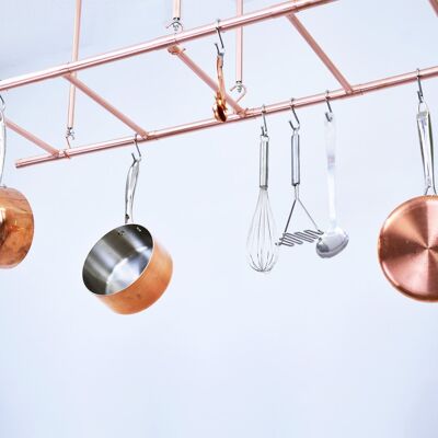Copper Ceiling Pot and Pan Ladder Rack - Medium - Satin Lacquered