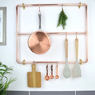 Copper Pot and Pan Rack - Wall Mounted - Natural Copper