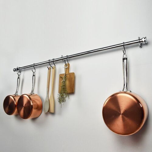 Wall Mounted Chrome Pot and Pan Rail - 22mm - 50cm Chrome Pot and Pan Rail