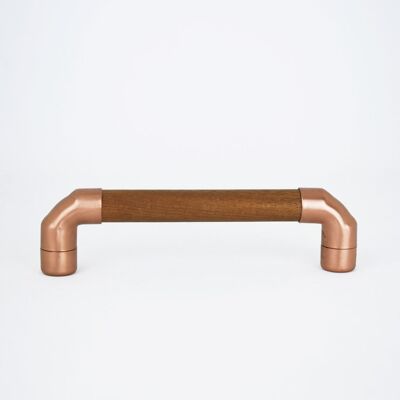 Copper Handle with Wood (Iroko) - 128mm Hole Centres