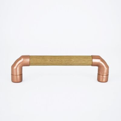 Copper Pull Handle with Oak T-shaped - 352mm Hole Centres