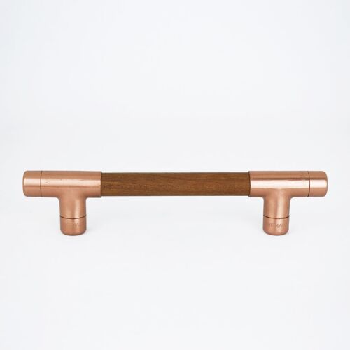 Copper Handle with Wood (Iroko) T-shaped - 128mm Hole Centres