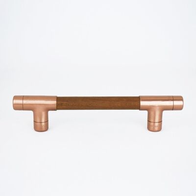 Manche en Cuivre avec Bois (Iroko) en forme de T - Centres des Trous de 160mm