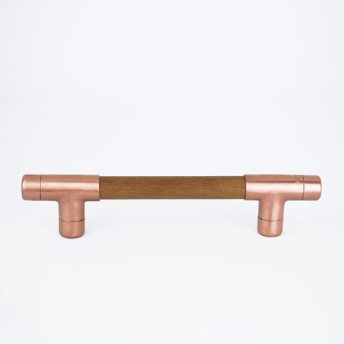 Copper Handle with Sapele T-shaped - 128mm Hole Centres
