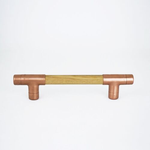 Copper Handle with Oak T-shaped - 160mm Hole Centres