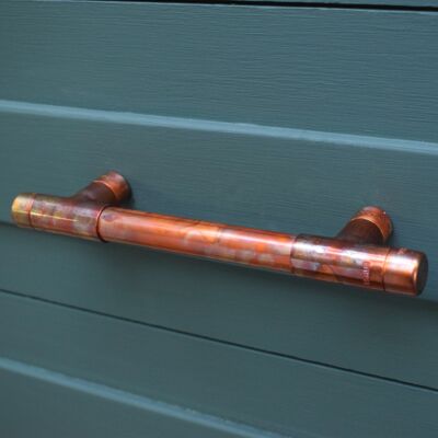 Copper Handle - Marbled - T-shaped - 128mm Hole Centres