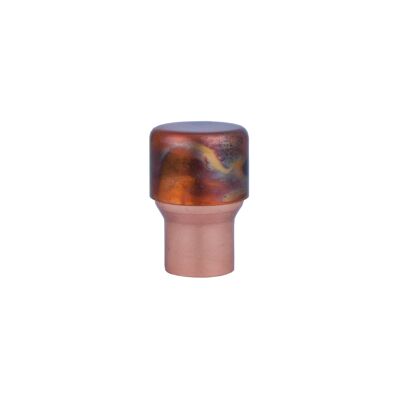 Bouton en cuivre surélevé - Mélange marbré et poli - Projection : 3,8 cm Diamètre : 2,4 cm