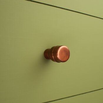 Bouton en cuivre - Surélevé - Rustique (vieilli) - Projection : 3,8 cm Diamètre : 2,4 cm