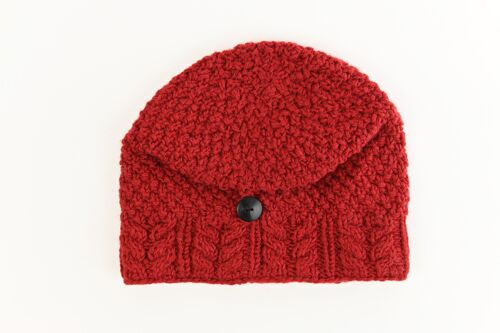PK1329 Aran Cable Floppy Hat Red