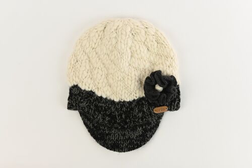 PK1331 Uneven Wool Peak Hat with Cable Band Charcoal