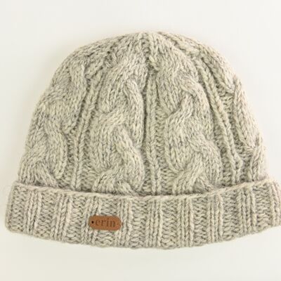 PK1528 Aran Cable Turnup Hat Haferflocken