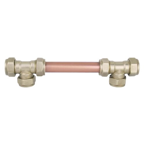 Brass and Copper Handle T-Shaped (Closed Ends) - 128mm Hole Centres - Natural Copper