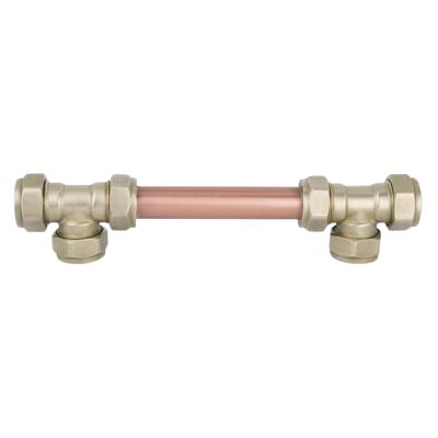 Brass and Copper Handle T-Shaped (Closed Ends) - 128mm Hole Centres - Matt