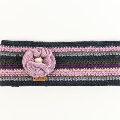 PK1720 Crochet Headband with Flower Lilac