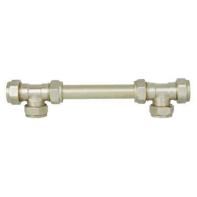 Brass Handle T-Shaped (Closed Ends) - 128mm Hole Centres - Natural Matt
