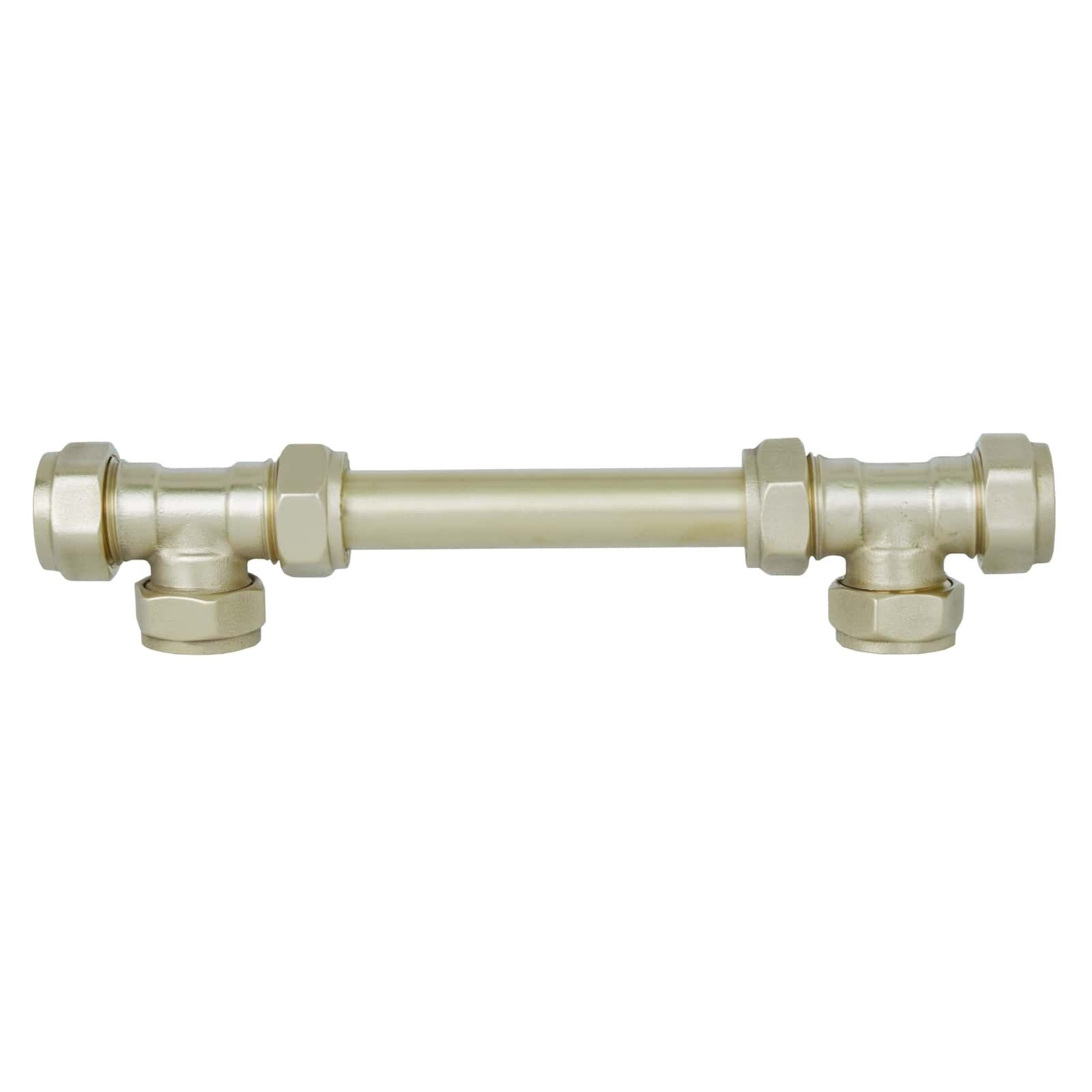Brass Handle T-Shaped (Closed Ends) - 512mm Hole Centres - Natural Matt