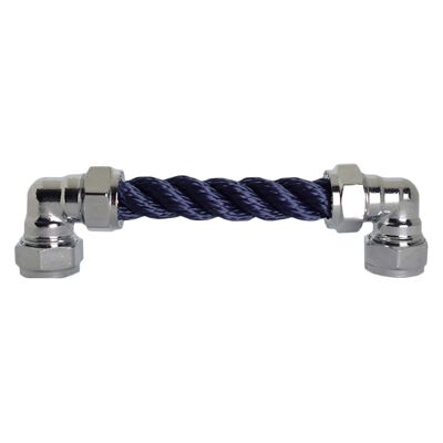 Tirador de cuerda cromado - Azul marino - Centros de agujeros de 128 mm