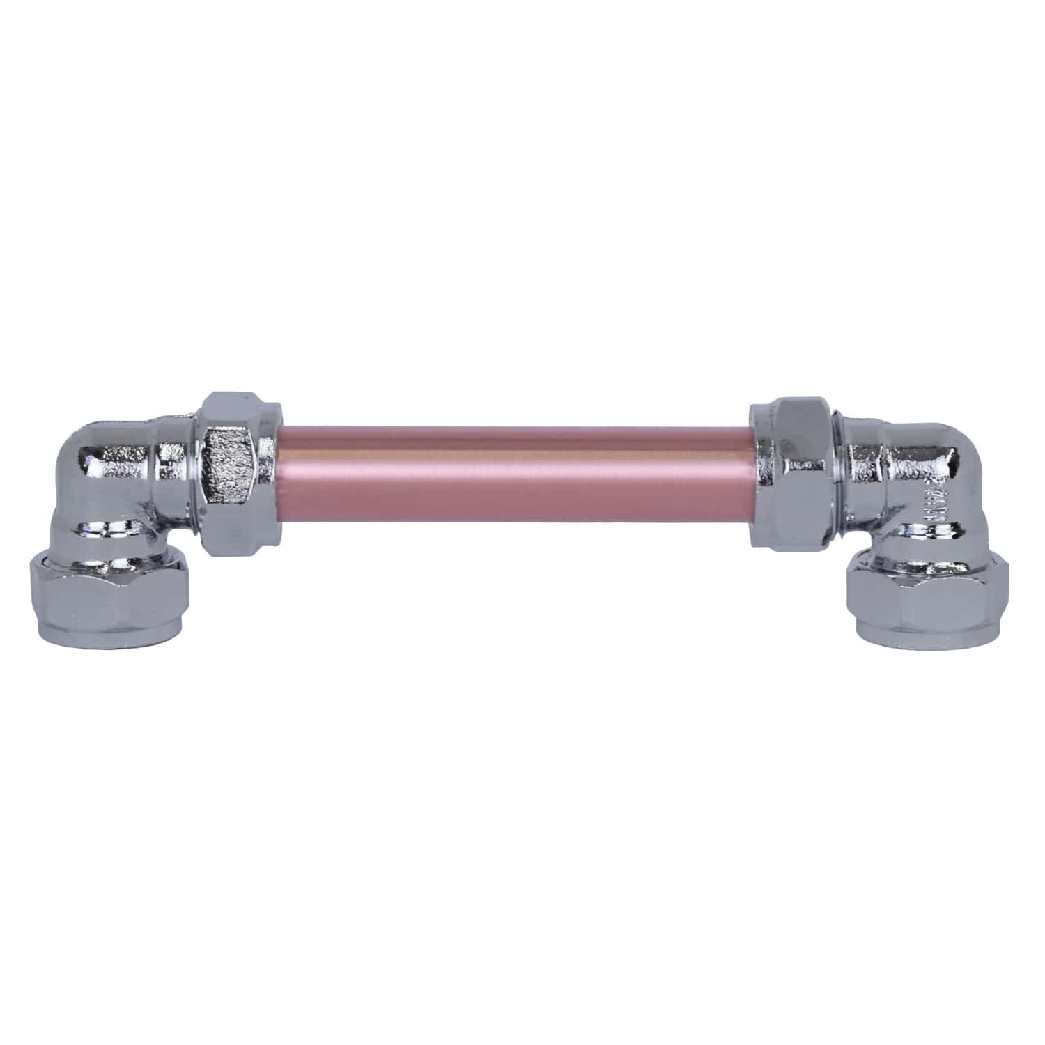 Maniglia / Tirante in cromo e rame - Interasse fori 512 mm - Satinato