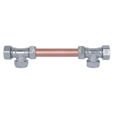 Chrome Handle with Copper T-shaped (Closed) - 128mm Hole Centres - Satin