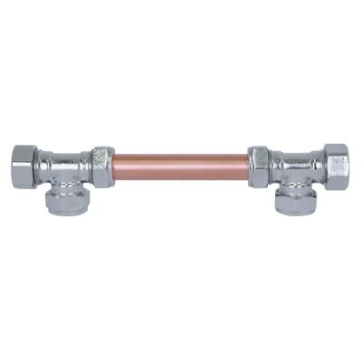 Chrome Handle with Copper T-shaped (Closed) - 128mm Hole Centres - High Gloss