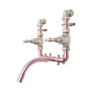 Copper Mixer Taps - Tropic - Satin - Kitchen - Tap Spout Projection: 200mm / Pipe Inlet Centres: 180mm