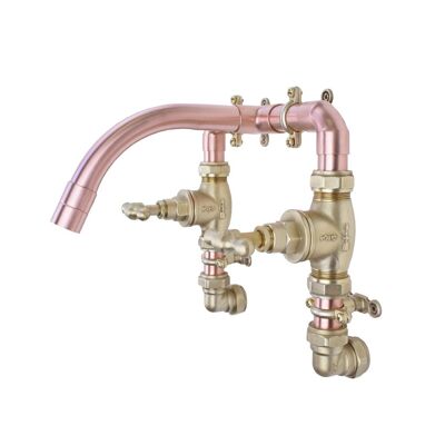 Copper Mixer Tap - Rift - Natural Copper - Kitchen - Tap Spout Projection: 200mm / Pipe Inlet Centres: 180mm