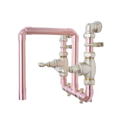 Copper Tap - Atlas - Natural Copper - Kitchen - Tap Spout Projection: 200mm / Pipe Inlet Centres: 180mm