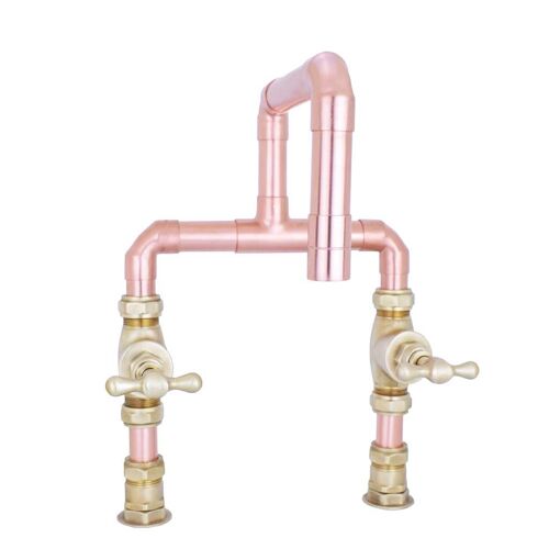 Copper Tap - Voer - Natural Copper - Kitchen - Tap Spout Projection: 200mm / Pipe Inlet Centres: 180mm