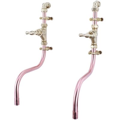 Copper Taps - Tiete - Natural Copper - Bathroom - Tap Spout Projection: 150mm / Pipe Inlet Centres: 200mm