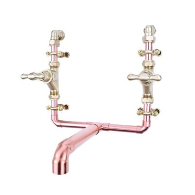 Copper Mixer Tap - Ozama - Natural Copper - Kitchen - Tap Spout Projection: 200mm / Pipe Inlet Centres: 180mm